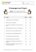 Arbeitsblatt: 10 Aussagen zum Pinguin bewerten