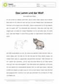 Arbeitsblatt: Fabel: Das Lamm und der Wolf