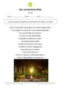 Arbeitsblatt: Gedicht mit Fragen: Der unheimliche Wald
