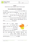 Arbeitsblatt: Lückentext Nomen: Das wunderschöne Herbstblatt