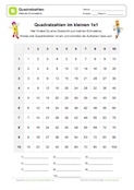 Arbeitsblatt: Quadratzahlen in 1x1 Tabelle einkreisen