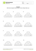 Rechenmauern Addition (3 Bausteine) - Zahlenraum bis 50 - Arbeitsblatt 06