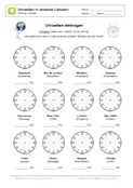Arbeitsblatt: Uhrzeiten aus anderen Ländern aufschreiben