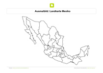 Ausmalbild Landkarte Mexiko