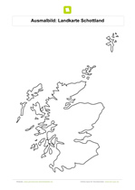 Ausmalbild Landkarte Schottland