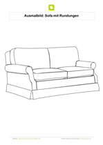Ausmalbild Sofa mit Rundungen