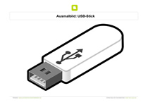 Ausmalbild USB Stick in weiß