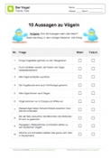 10 Aussagen zu Vögeln (wahr oder falsch)