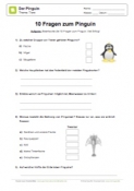 Arbeitsblatt: 10 Fragen zum Pinguin