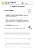 Arbeitsblatt: 10 Tipps zum Zähneputzen