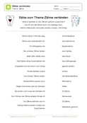 Arbeitsblatt: 15 Sätze zu Zähnen verbinden