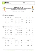 Arbeitsblatt: Addieren bis 50 - Summanden zweistellig - Kein glatter Zehner (Mit Zehnerübergang)