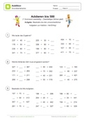 Arbeitsblatt: Addieren bis 500 - 1 Summand zweistellig - Zweistelliger Zehner glatt