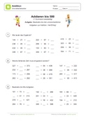 Arbeitsblatt: Addieren bis 500 - 1 Summand zweistellig