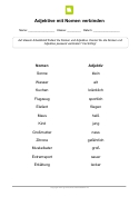 Arbeitsblatt: Adjektive mit Nomen verbinden