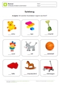 Arbeitsblatt: Anfangsbuchstaben einsetzen bei Spielzeug