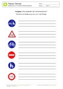 Bedeutung von Fahrrad-Verkehrszeichen aufschreiben