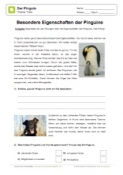 Arbeitsblatt: Besondere Eigenschaften der Pinguine