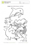 Arbeitsblatt: Bilder mit Delfin ausmalen