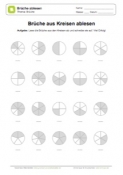 Arbeitsblatt: Brüche aus Kreisen ablesen