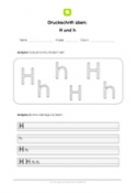 Arbeitsblatt: Buchstabe H - Druckschrift lernen