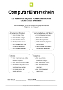 Arbeitsblatt: Computerführerschein für die Grundschule