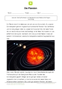 Die Planeten: Text mit 4 Aufgaben