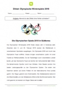 Arbeitsblatt: Diktat: Olympische Spiele 2018