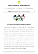 Arbeitsblatt: Diktat: Olympische Spiele 2018