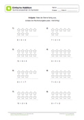 Arbeitsblatt: Einfache Addition - Sterne ausmalen - Summe 7-10