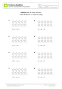 Arbeitsblatt: Einfache Addition - Sterne ausmalen - Summe bis 10