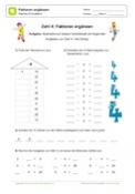 Arbeitsblatt: Einmaleins mit 4: Faktoren ergänzen
