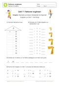 Arbeitsblatt: Einmaleins mit 7: Faktoren ergänzen