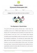 Arbeitsblatt: Englisch-Diktat: Olympische Spiele 2018