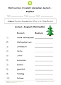 Englisch Vokabeln zu Weihnachten (deutsch-englisch)