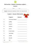 Englisch Vokabeln zu Weihnachten (englisch-deutsch)