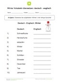 Englisch Vokabeln zum Winter (deutsch-englisch)