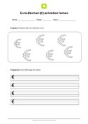 Arbeitsblatt: Euro-Zeichen schreiben lernen