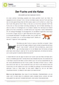 Arbeitsblatt: Fabel: Der Fuchs und die Katze