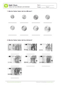 Arbeitsblatt: Farbe von Euro Münzen und Scheinen bestimmen