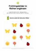 Arbeitsblatt: Frühlingsbilder in Reihen ergänzen