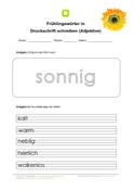 Frühlingswörter in Druckschrift schreiben (Adjektive)