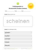 Frühlingswörter in Druckschrift schreiben (Verben)