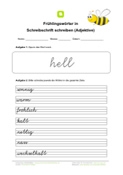 Frühlingswörter in Schreibschrift schreiben (Adjektive)