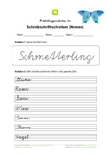 Arbeitsblatt: Frühlingswörter in Schreibschrift schreiben (Nomen)