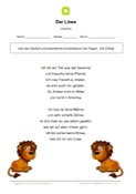 Arbeitsblatt: Gedicht mit Fragen: Der Löwe