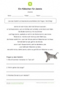 Arbeitsblatt: Gedicht mit Fragen: Ein Kätzchen für Jannis
