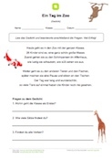 Arbeitsblatt: Gedicht mit Fragen: Ein Tag im Zoo