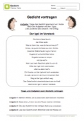 Arbeitsblatt: Gedicht zum Igel vortragen