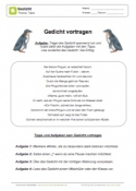 Arbeitsblatt: Gedicht zum Pinguin